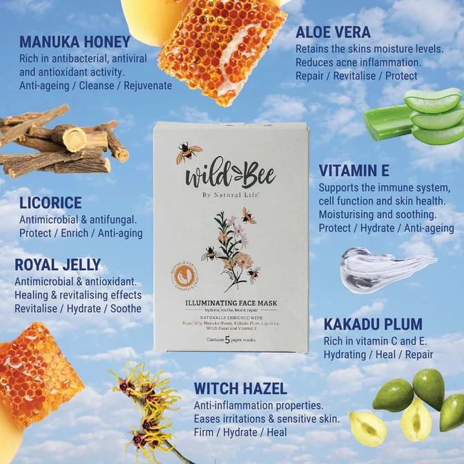 Wild Bee Illuminating Face Mask 5 Pack 4 Wild Bee Illuminating Face Mask 5 Pack - Image 2