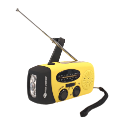 Aussie Storm Shop Dynamo Solar Hand Crank AM FM Radio & Power Bank & LED Flashlight - Yellow