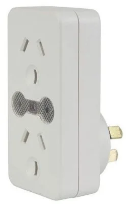 Powertech Double Adapter With LED Night Light